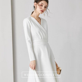 The Chantel Long/Mid Sleeves White Midi Dress