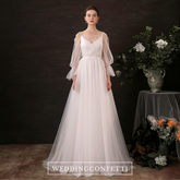 The Noval Wedding Bridal Illusion Sleeves Gown