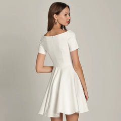 The Vichy Off White Off Shoulder Short Dress