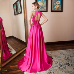 The Cecil Fushia Pink Halter Gown