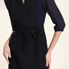 The Nora High Cut Out Collar Short Navy Blue Dress