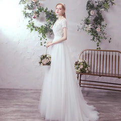 The Lowena Wedding Bridal Short Sleeve Gown