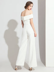 The Terri Off White/Black Off Shoulder Jumpsuit