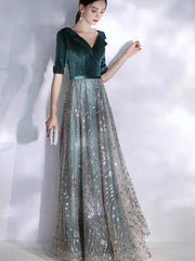 The Michaela Long Sleeves Blue Gown
