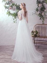 The Lowena Wedding Bridal Short Sleeve Gown