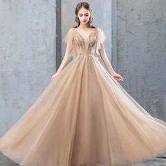 The Charlene Champagne Tulle Gown