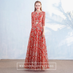 The Mydina Gold / Royal Blue / Red / Navy Blue Long Sleeves Dress
