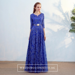 The Mydina Gold / Royal Blue / Red / Navy Blue Long Sleeves Dress