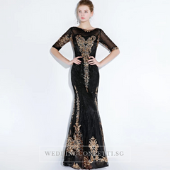 The Perise Black Long Sleeves Dress