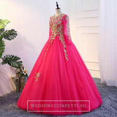 The Rosella Royal Blue/Red/Fuschia/Champagne Long Sleeves Ball Gown (Available in 4 Colours)