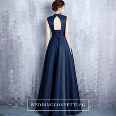 The Erinza Navy Blue Sleeveless Satin Dress (Available in 3 colours)