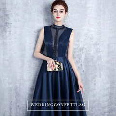 The Erinza Navy Blue Sleeveless Satin Dress (Available in 3 colours)