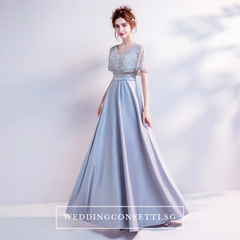 The Silvia Bridal Wedding Grey Short Sleeves Dress