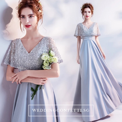 The Silvia Bridal Wedding Grey Short Sleeves Dress