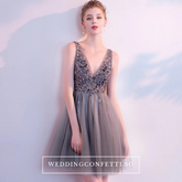 The Sophiare Grey Glittery Sleeveless Cocktail Dress