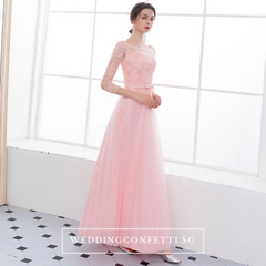 The Veronica Pink Lace Long Sleeves Dress