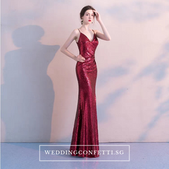 The Soleil Blue/Wine Red/Green Sleeveless Sequined Dress