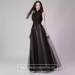 The Rosemary Mandarin Collar Cheongsam Ombre Black Lace Gown