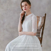 The Raquelle Wedding Bridal Mandarin Collar Long Sleeves Gown