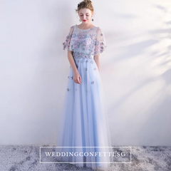 The Pauletta Blue Floral Flare Sleeves Dress