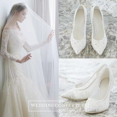 The Leila Wedding Lace White Heels