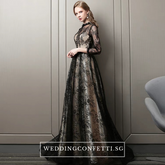 The Rhodella Black Long Sleeves Gown