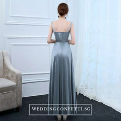 The Roxanna Grey Crystals Sleeveless Gown