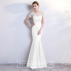 The Lethicia Wedding Bridal Blue / Black / White / Champagne Short Sleeves Gown Dress