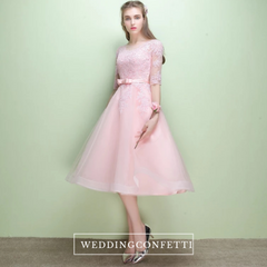 The Leanne Pink Illusion Lace Long Sleeves Dress