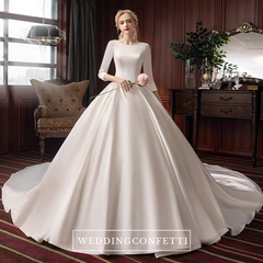 The Pristine Wedding Bridal Satin Long Sleeves Gown