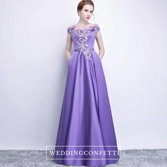 The Prunella Purple Lilac Off Shoulder Gown