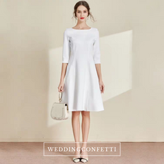 The Lisa Off White Short/Long Sleeves Round Neck Dress