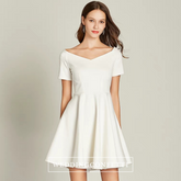 The Vichy Off White Off Shoulder Short Dress