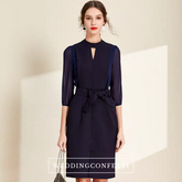 The Nora High Cut Out Collar Short Navy Blue Dress