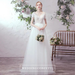 The Lowena Wedding Bridal Short Sleeve Gown