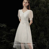 The Ross Wedding Bridal Short Sleeve White Dress