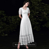 The Tetrine Wedding Bridal Short Sleeves Lace Gown