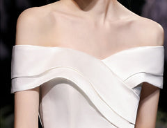 The Orlean Wedding Bridal Off Shoulder Satin Gown
