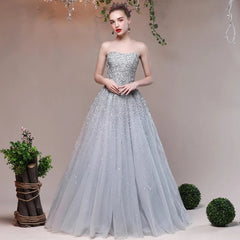 The Heather Grey Glitter Tube Gown (Customisable)