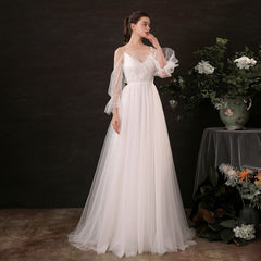 The Noval Wedding Bridal Illusion Sleeves Gown