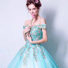 The Rynbitha Off Shoulder Tiffany Green Gown
