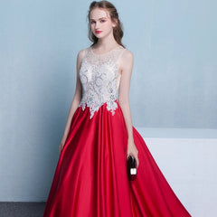 The Listel Red White Sleeveless Satin Gown