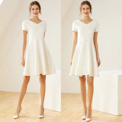 The Mary White Short Sleeves Dress (Available in Long Sleeves)
