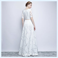 The Eliza White / Grey Long Sleeves Dress