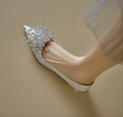 The Oriena Wedding Bridal Silver Flats