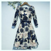 The Ophelia Blue Long Sleeve Lace Dress
