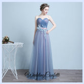 The Regelia Tulle Lace Tube Blue Dress