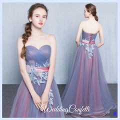 The Regelia Tulle Lace Tube Blue Dress