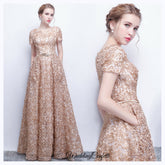 The Rikka Gold Short Sleeve Gown