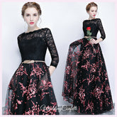 The Rozalia Floral Black Long Sleeves Gown